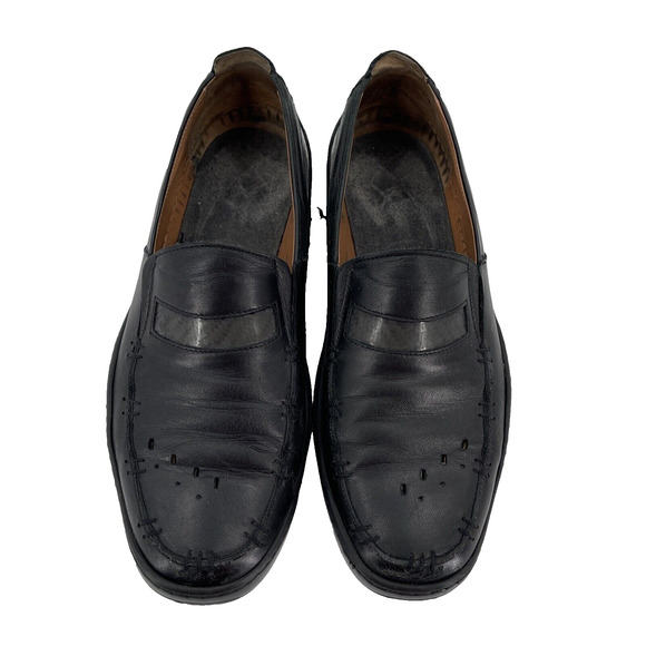 Michael Toschi Mach 8284 Leather Driving Shoes Mens 9 No Insoles Black Italy - Picture 1 of 10